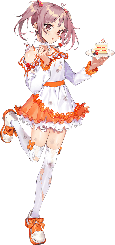 1girl, animal, black_thighhighs, burnt_clothes, cake, cake_slice, dress, drew_(drew213g)