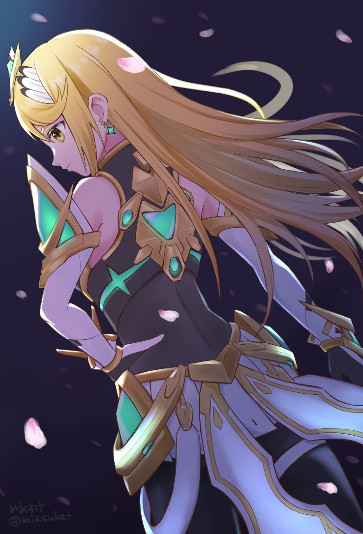1girl, arm_at_side, back, bare_shoulders, black_pantyhose, blonde_hair, dress, earrings