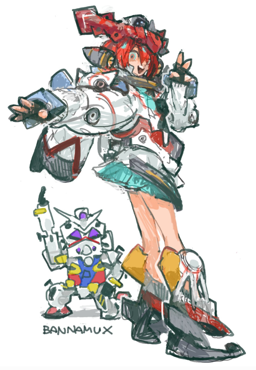 amate_yuzuriha, aqua_skirt, armor, black_gloves, chibi, chibi_inset, cosplay, fake_horns