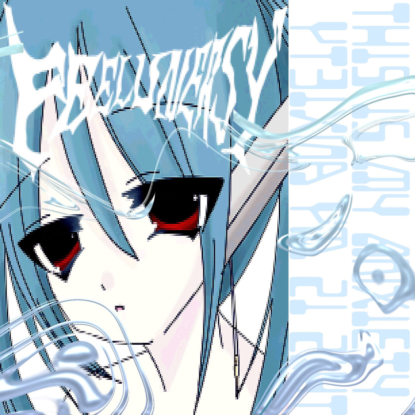 1girl, 7aka_tko, :o, abstract_background, blue_hair, hair_between_eyes, highres, original