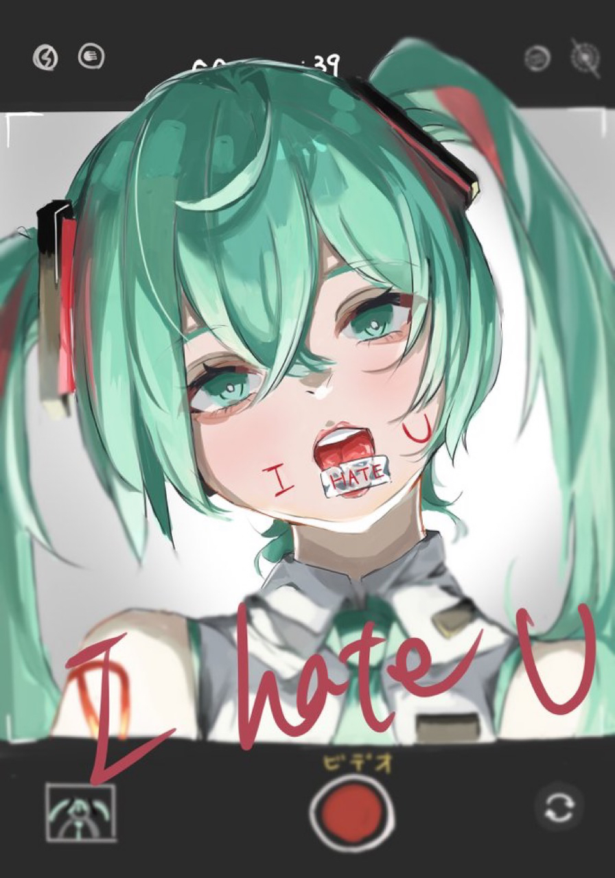 1girl, aegyo_sal, aqua_eyes, aqua_hair, aqua_shirt, collared_shirt, crossed_bangs, fake_screenshot