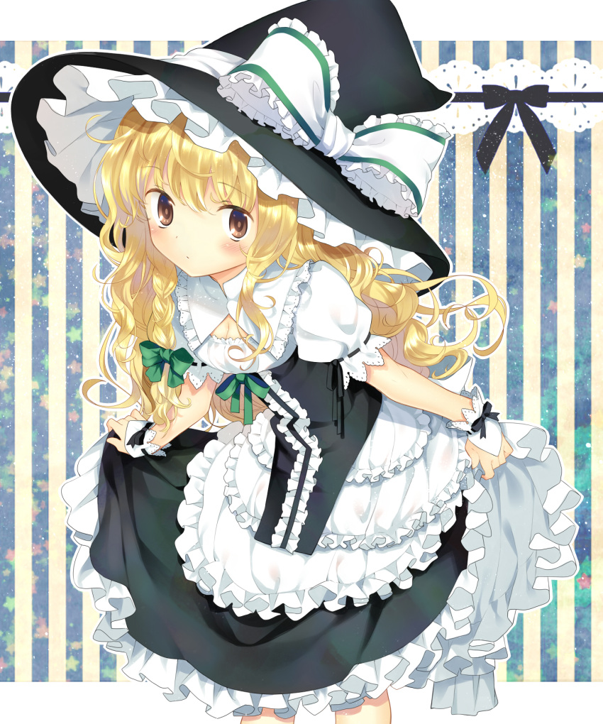 alternate_costume, blonde_hair, bow, braid, brown_eyes, curiosities_of_lotus_asia, curtsey, dress