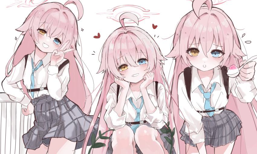 1girl, :d, :o, absurdres, ahoge, blue_archive, blue_eyes, blue_necktie