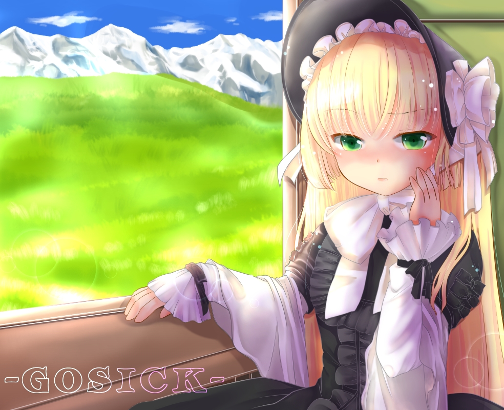 blush, dress, frills, gosick, gothic_lolita, green_eyes, lilita_(lilichi), lolita_fashion