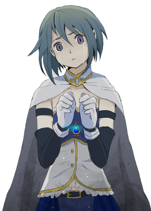 armband, bad_id, blue_eyes, blue_hair, cape, gloves, magical_girl, mahou_shoujo_madoka_magica