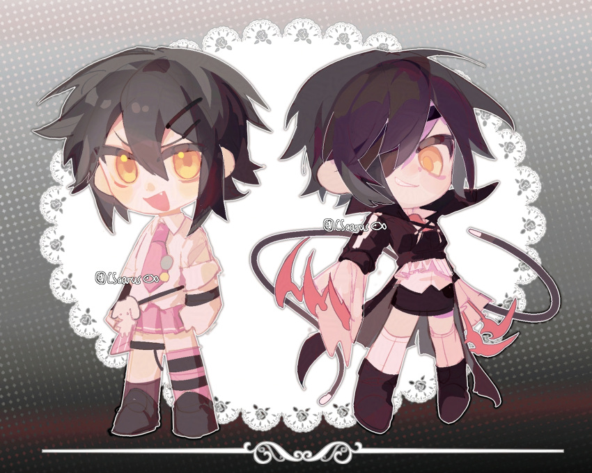 1girl, black_hair, claws, collared_shirt, cscarus, eyepatch, highres, kure_kirika