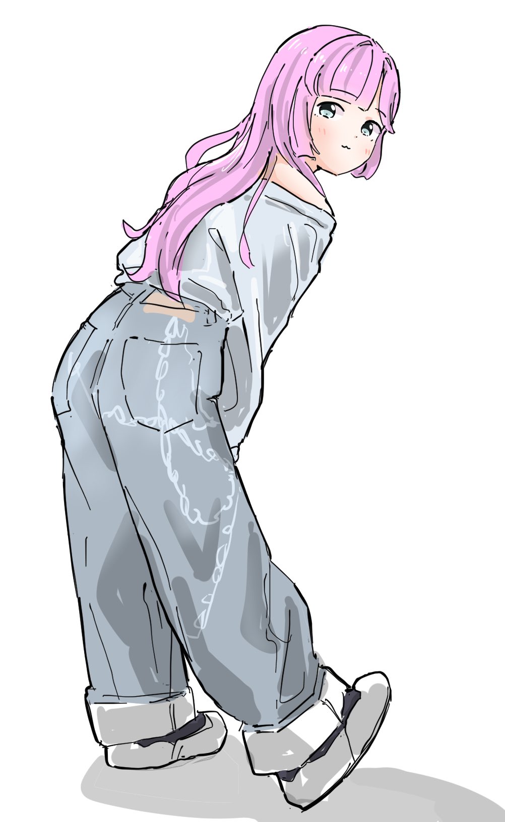 1girl, :3, alternate_costume, anyoji_hime, black_shoes, blue_eyes, blunt_bangs, blush