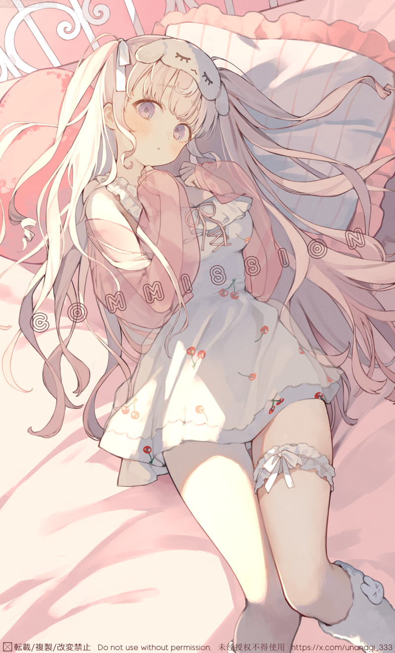 1girl, commission, eye_mask, hair_spread_out, highres, himeno_aimu, indie_virtual_youtuber, jacket