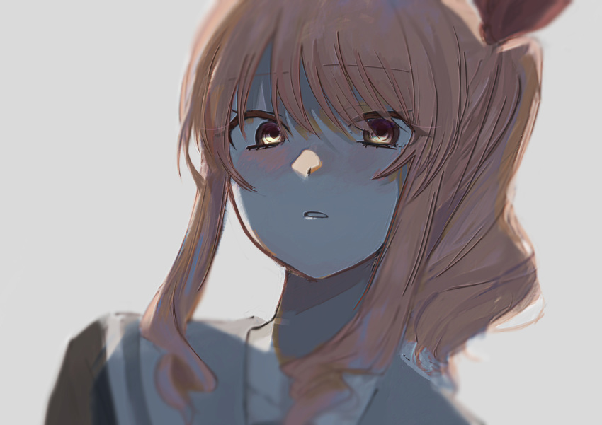 1other, akiyama_mizuki, anko_(user_uaaw2357), backlighting, black_shirt, blurry, blush, bow