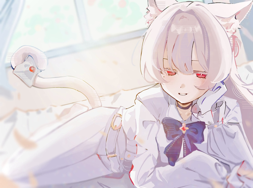 1girl, akira_(blue_archive), animal_ear_fluff, animal_ears, black_choker, blue_archive, blue_bow, blush
