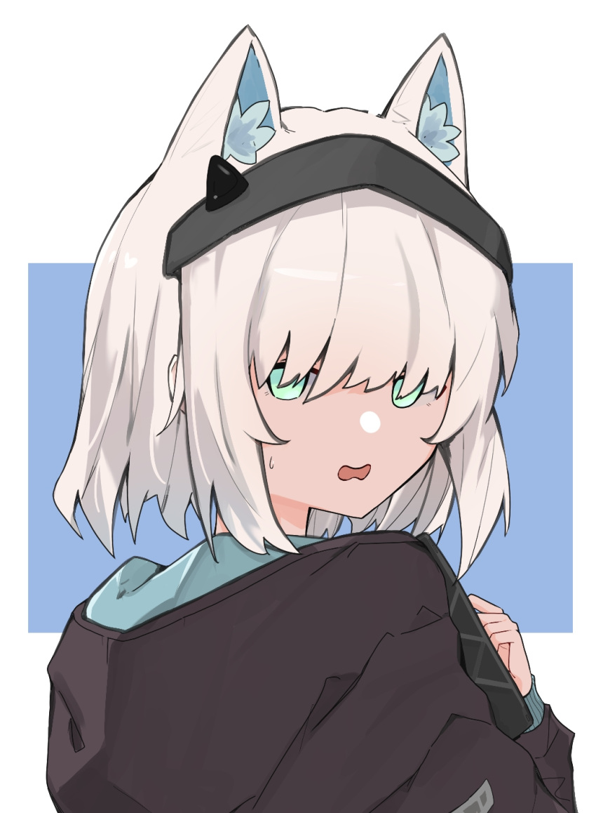 1girl, animal_ear_fluff, animal_ears, arknights, black_hairband, black_jacket, c2_jun, character_request