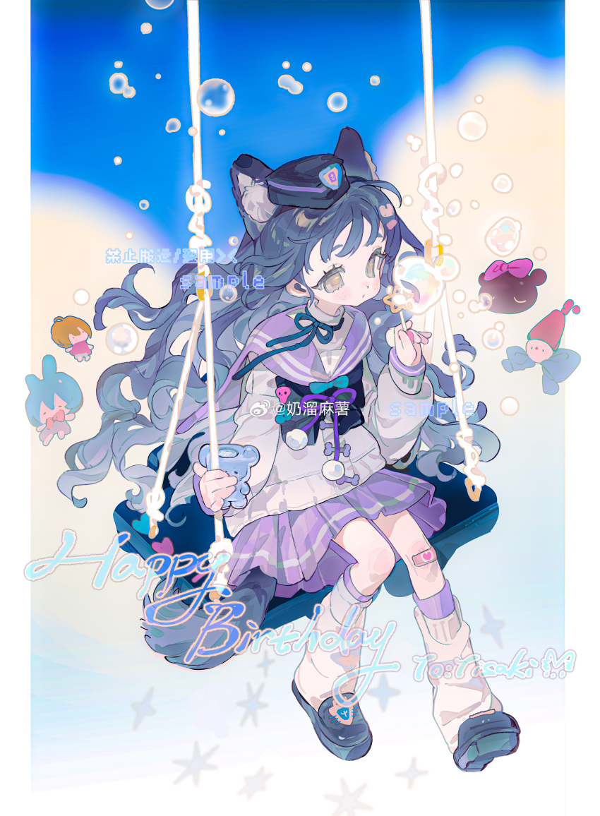 absurdres, akemi_homura, animal_ears, black_hair, bubble_skirt, cat_ears, dress, funeral_dress, hairband, highres, magical_girl, mahou_shoujo_madoka_magica, mitakihara_school_uniform, nailiu_mashu, school_uniform, sitting, skirt, two-tone_capelet