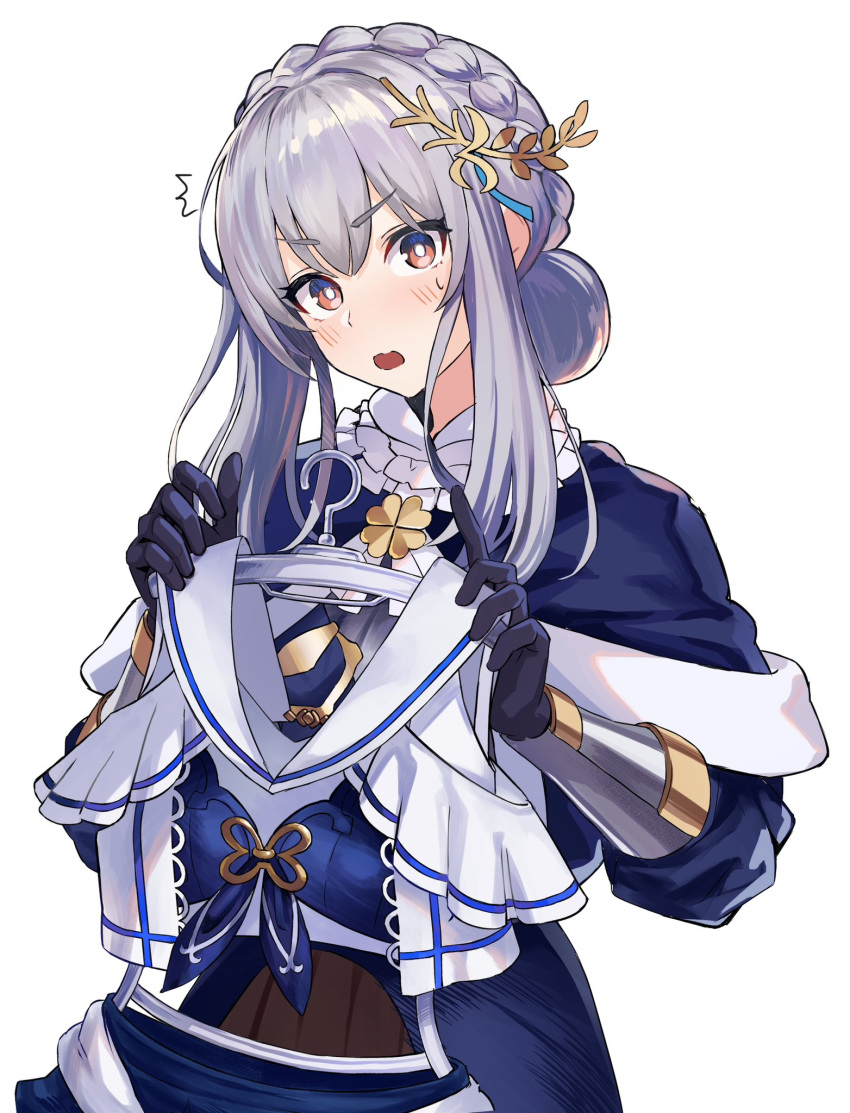 1girl, ^^^, bikini, blue_bikini, blue_capelet, blue_gloves, blush, braid