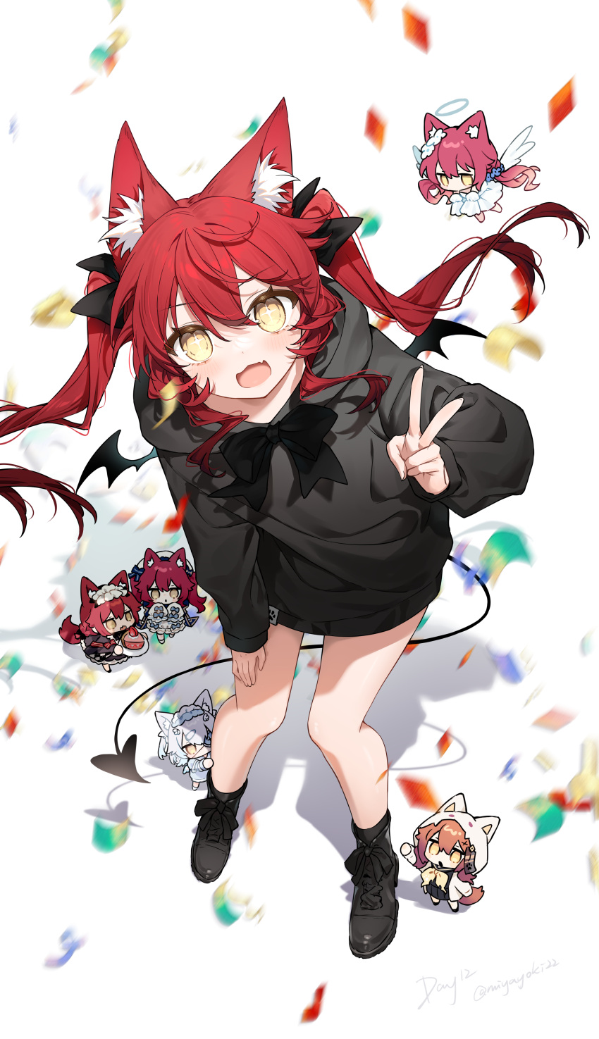 1girl, :3, absurdres, animal_ear_fluff, animal_ears, black_hoodie, black_shoes, black_socks