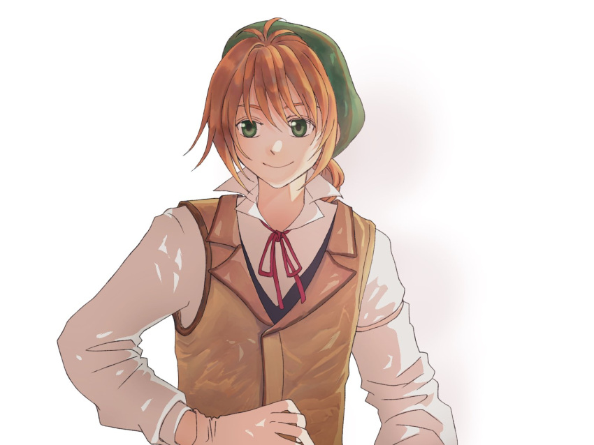 1boy, ahoge, beret, brown_hair, eiyuu_densetsu, elliot_craig, gloves, green_eyes