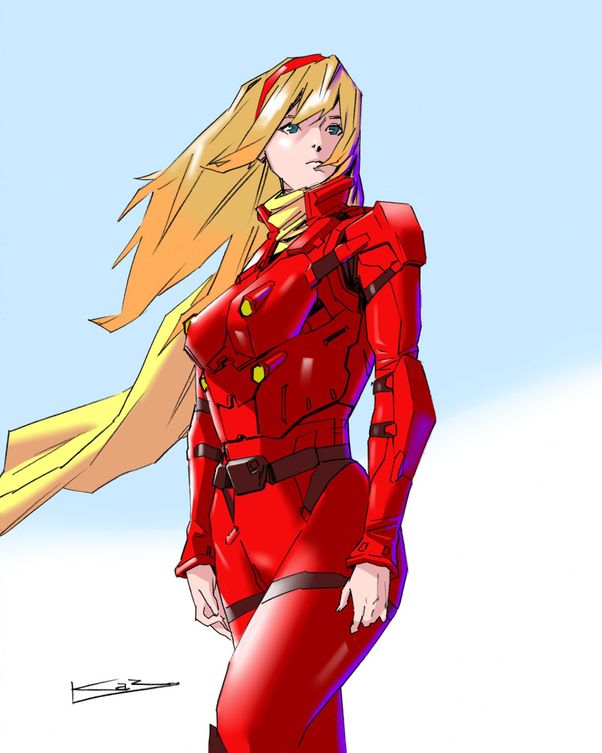 009_re:cyborg, 1girl, blonde_hair, bodysuit, closed_mouth, cyborg_009, francoise_arnoul, green_eyes