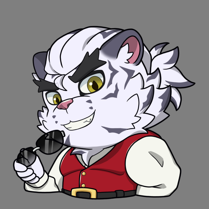 1boy, animal_ears, chibi, closed_eyes, dislyte, earrings, english_commentary, furry