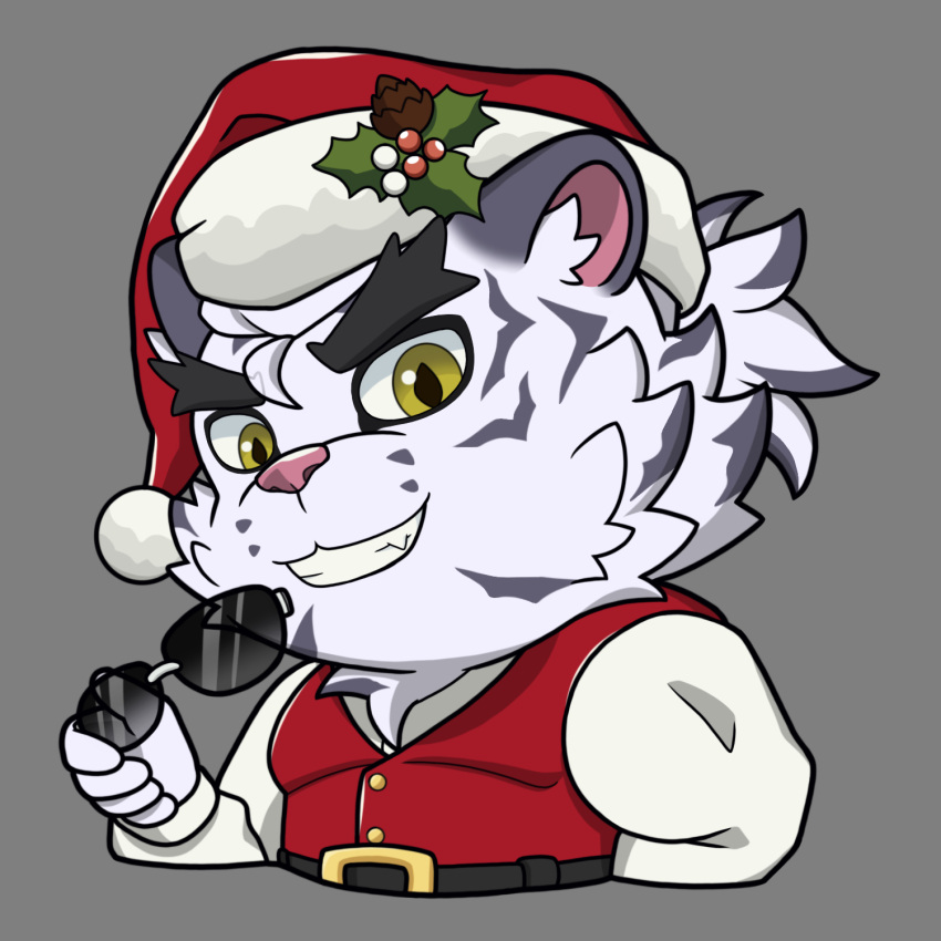 1boy, animal_ears, chibi, closed_eyes, dislyte, earrings, english_commentary, furry