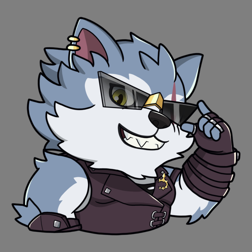 1boy, animal_ears, black_gloves, black_vest, chibi, dislyte, earrings, english_commentary