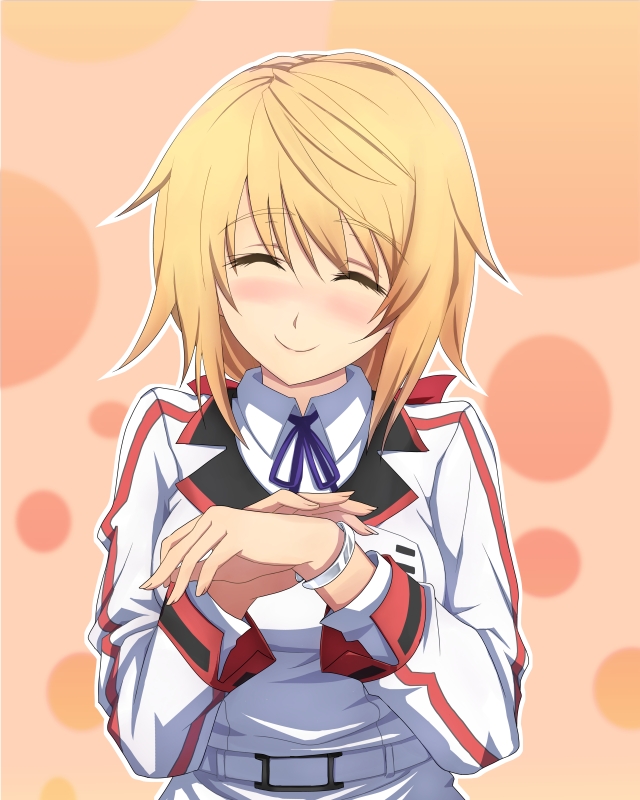 blush, bracelet, charlotte_dunois, closed_eyes, ebs, ebs_(dash1214), eyes_closed, infinite_stratos, jewelry, smile, solo