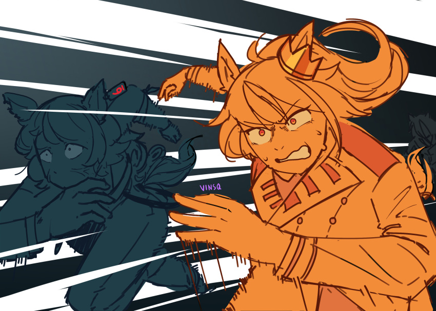 3girls, absurdres, animal_ears, garbage_bin_(horse_race_tests), highres, horse_ears, horse_girl, horse_race_tests