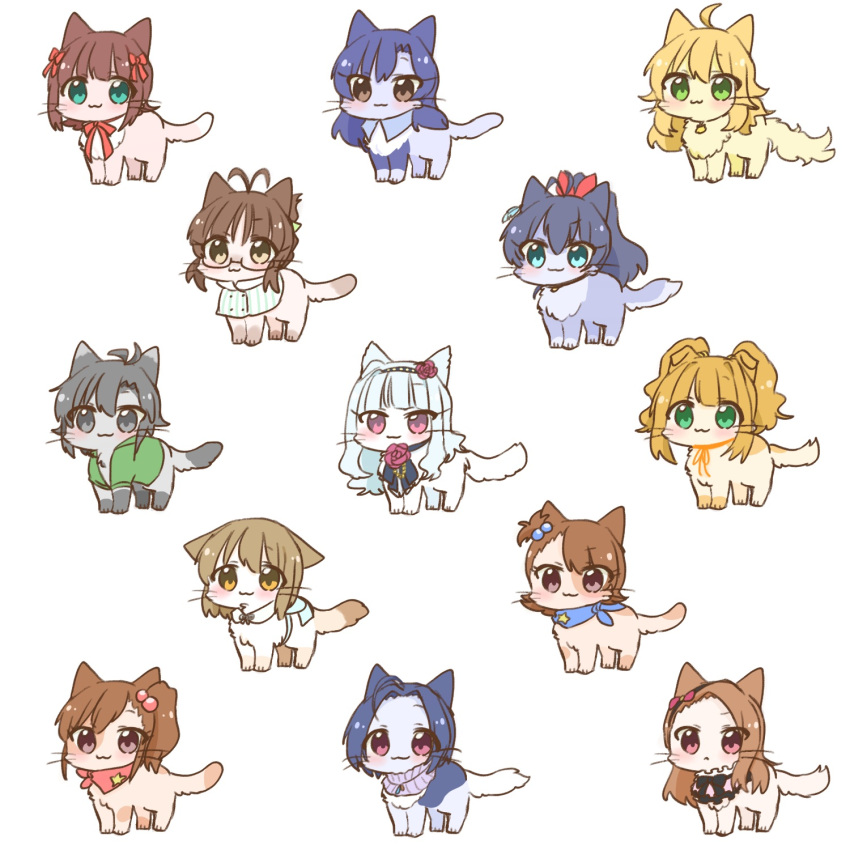 ahoge, akizuki_ritsuko, amami_haruka, animal, animal_focus, animalization, antenna_hair, bandana