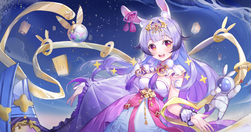 1girl, :d, absurdres, animal_ear_fluff, animal_ears, blush, bow, breasts