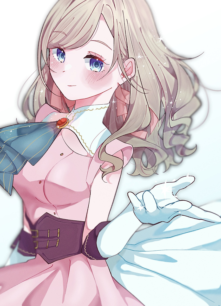 1girl, absurdres, aqua_ascot, breasts, ceras_yanagida_lilienfeld, closed_mouth, commentary_request, cowboy_shot