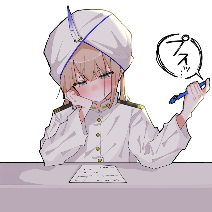 1boy, androgynous, ball_point_pen, brown_hair, captain_nemo_(fate), epaulettes, fate/grand_order, fate_(series)