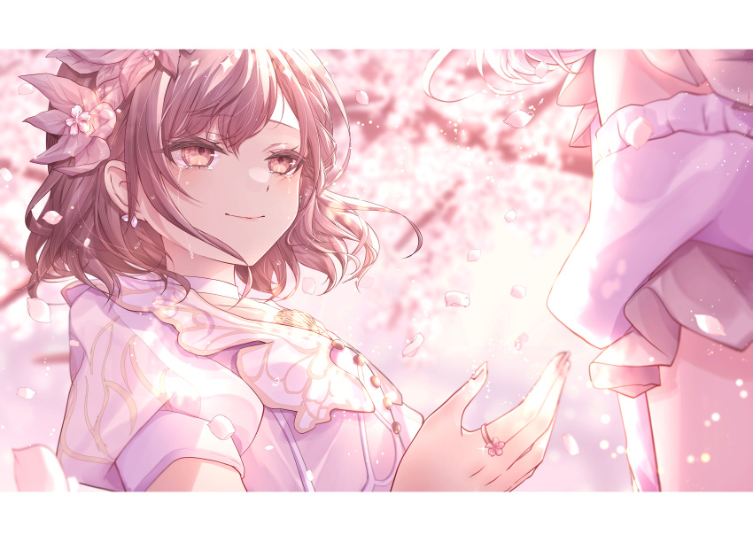 1girl, 1other, absurdres, akiyama_mizuki, blurry, blurry_background, brown_eyes, brown_hair