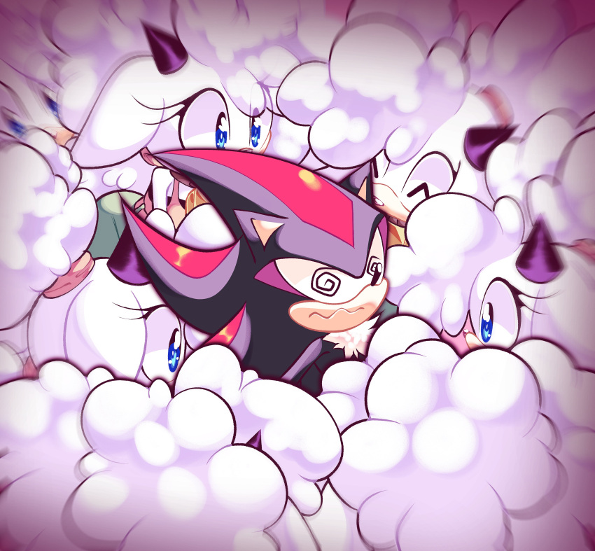 absurdres, blue_eyes, crowd, discomfort, eyelashes, floppy_ears, fluffy, highres