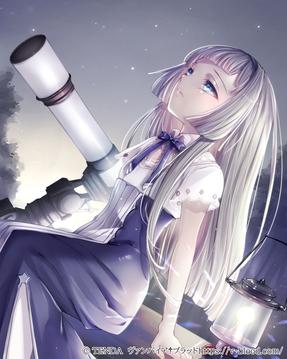 1girl, black_hairband, blue_bow, blue_bowtie, blue_eyes, blue_skirt, blunt_ends, bow