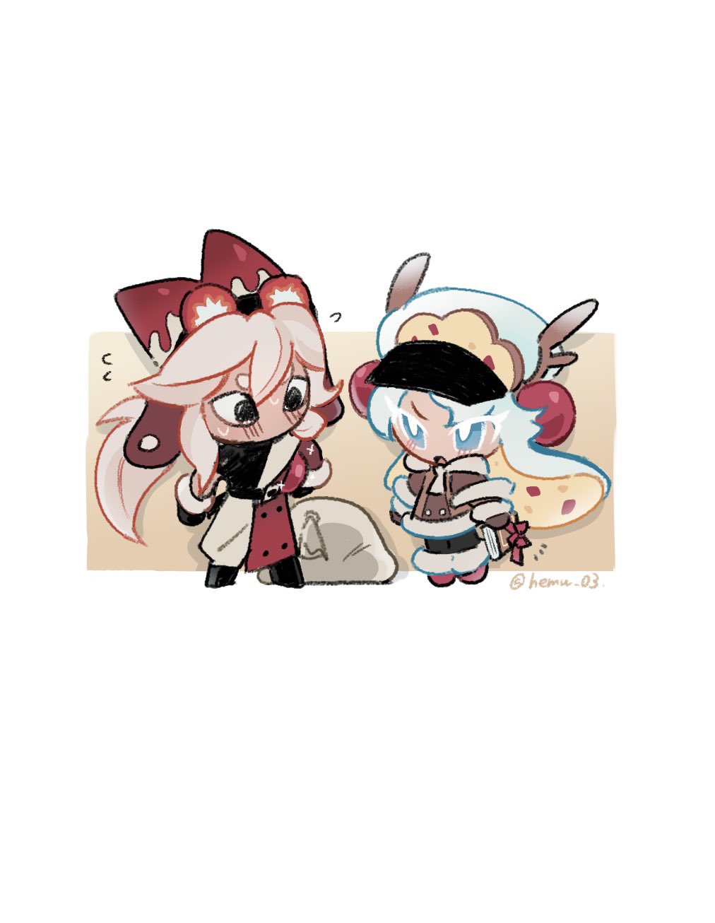 1boy, 1girl, :o, antlers, black_eyes, black_gloves, black_pantyhose, black_shirt