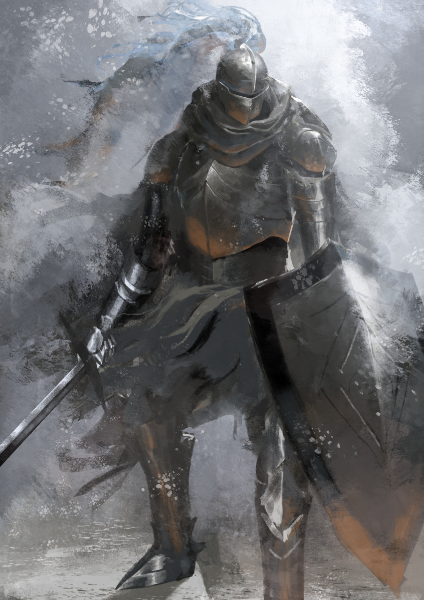 1boy, absurdres, armor, armored_boots, armored_gloves, asaki_(asaki_vision), black_armor, black_helmet