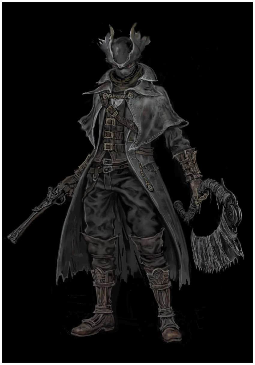 1boy, absurdres, antique_firearm, bandana, belt, black_bandana, black_belt, black_coat