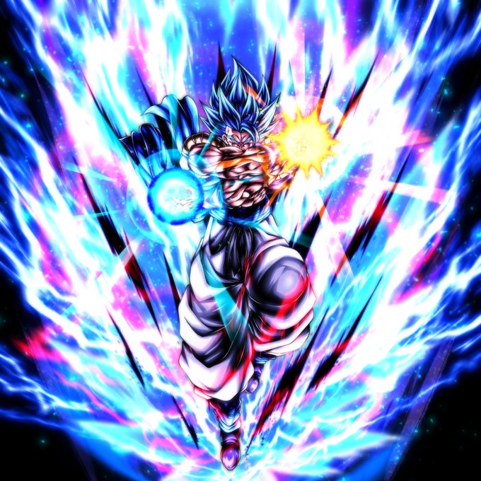 1boy, black_boots, black_jacket, blue_eyes, blue_hair, boots, dragon_ball, dragon_ball_super