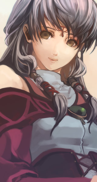 fire_emblem, fire_emblem:_akatsuki_no_megami, grey_hair, hanakago, long_hair, micaiah, smile, solo