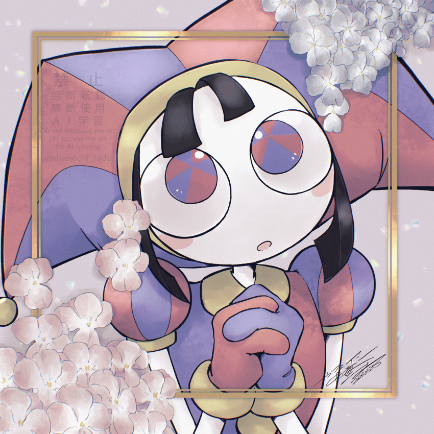 1girl, absurdres, asymmetrical_gloves, blue_eyes, blue_gloves, blush_stickers, brown_hair, gloves