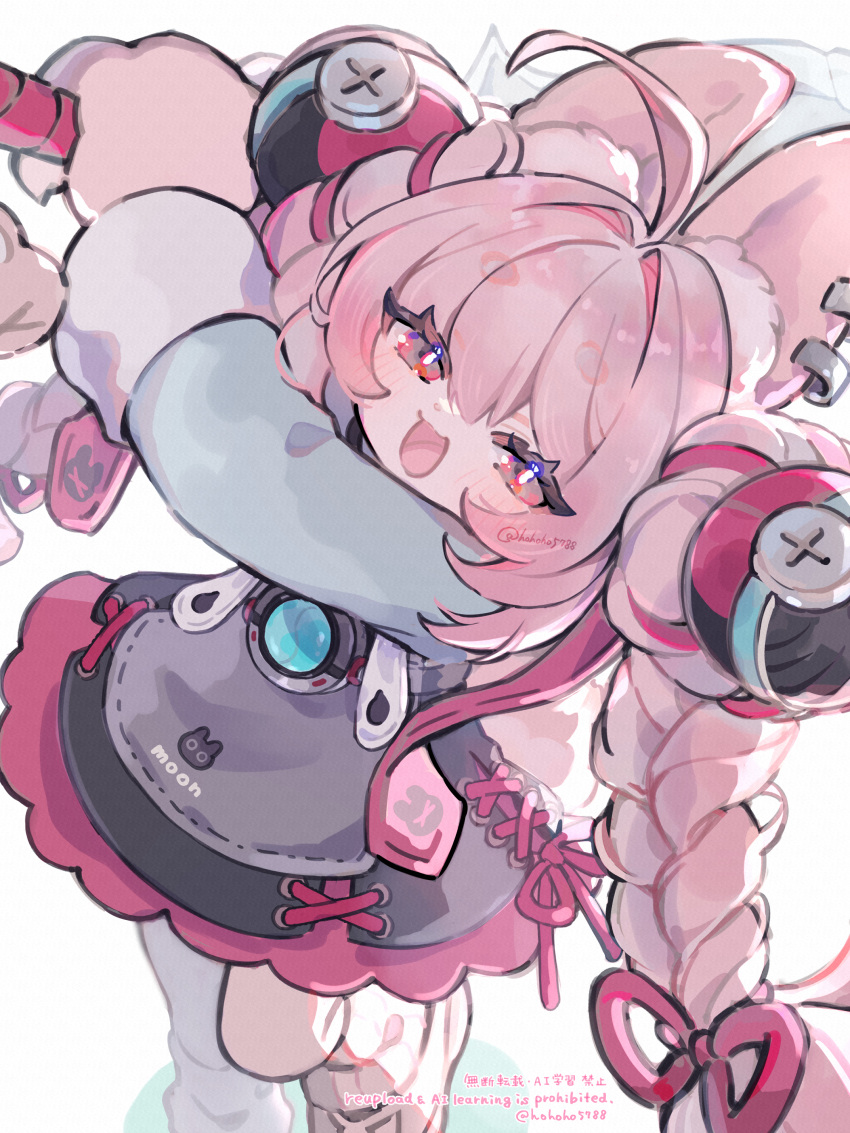 1girl, absurdres, ahoge, animal_ears, axe, blush, braid, bright_pupils