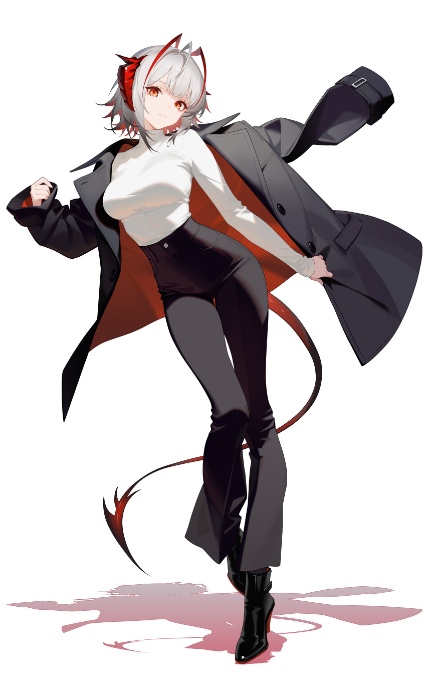 1girl, absurdres, antenna_hair, arasaka_inu, arknights, black_jacket, black_pants, black_shoes