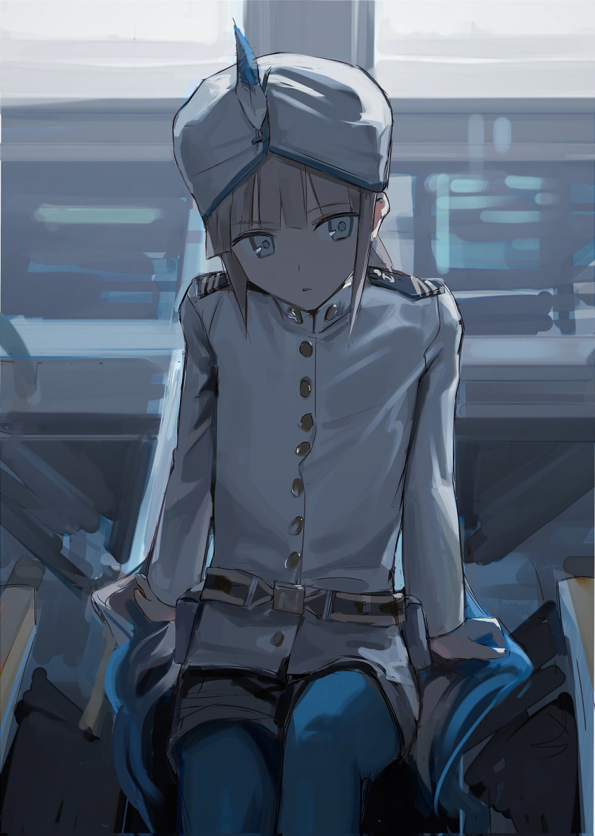 1boy, androgynous, blue_hair, blue_pantyhose, captain_nemo_(fate), captain_nemo_(first_ascension)_(fate), fate/grand_order, fate_(series)