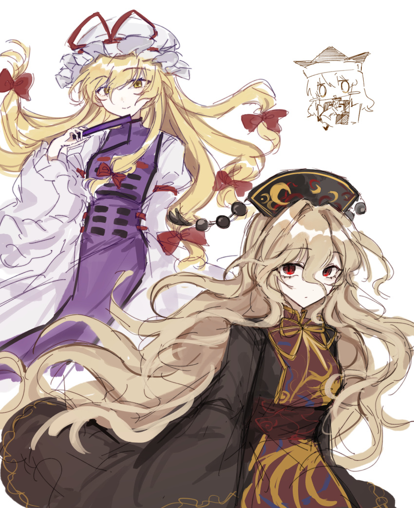 3girls, absurdres, belt, black_dress, black_hat, blonde_hair, blush_stickers, boots