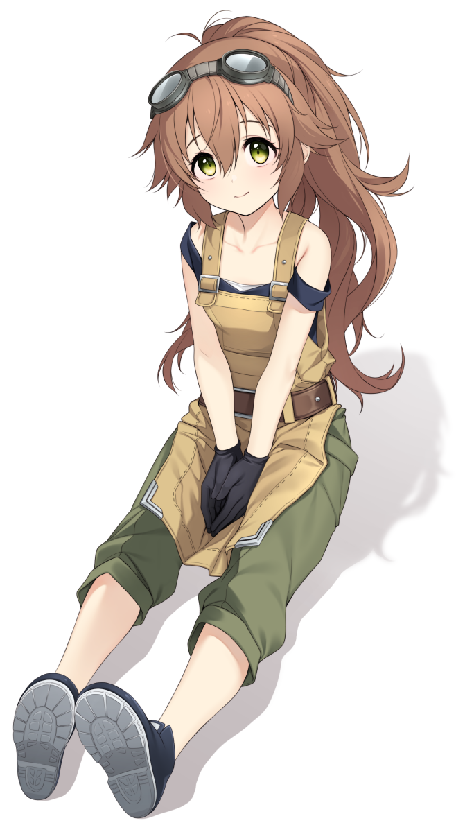 1girl, belt, black_gloves, brown_hair, closed_mouth, collarbone, commentary, cosplay