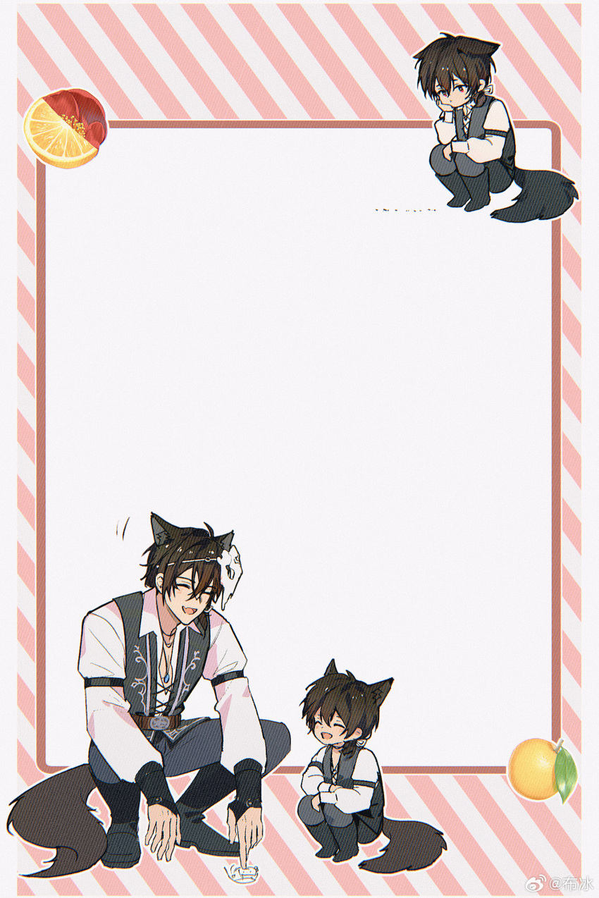 2boys, :d, ^_^, age_difference, aged_down, animal_ears, ayn_alwyn, ayn_alwyn_(spirit_world)