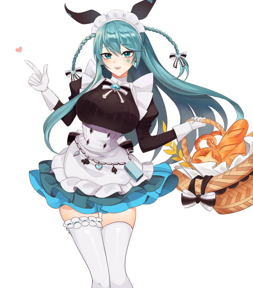 1girl, absurdres, aqua_hair, black_survival, blue_eyes, blue_hair, braid, breasts