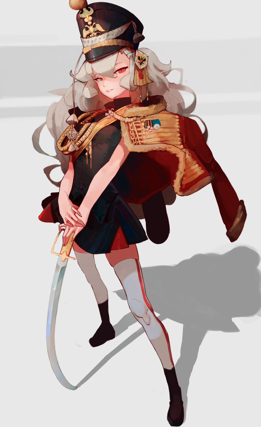 1girl, absurdres, aiguillette, alpha_(alpha_1918), alpha_1918, artist_name, black_boots, black_dress