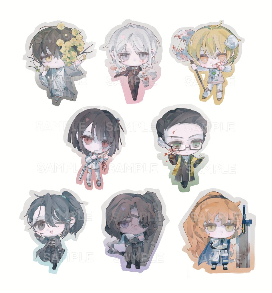 4boys, 4girls, armor, black_hair, blonde_hair, blue_eyes, bob_cut, brown_hair
