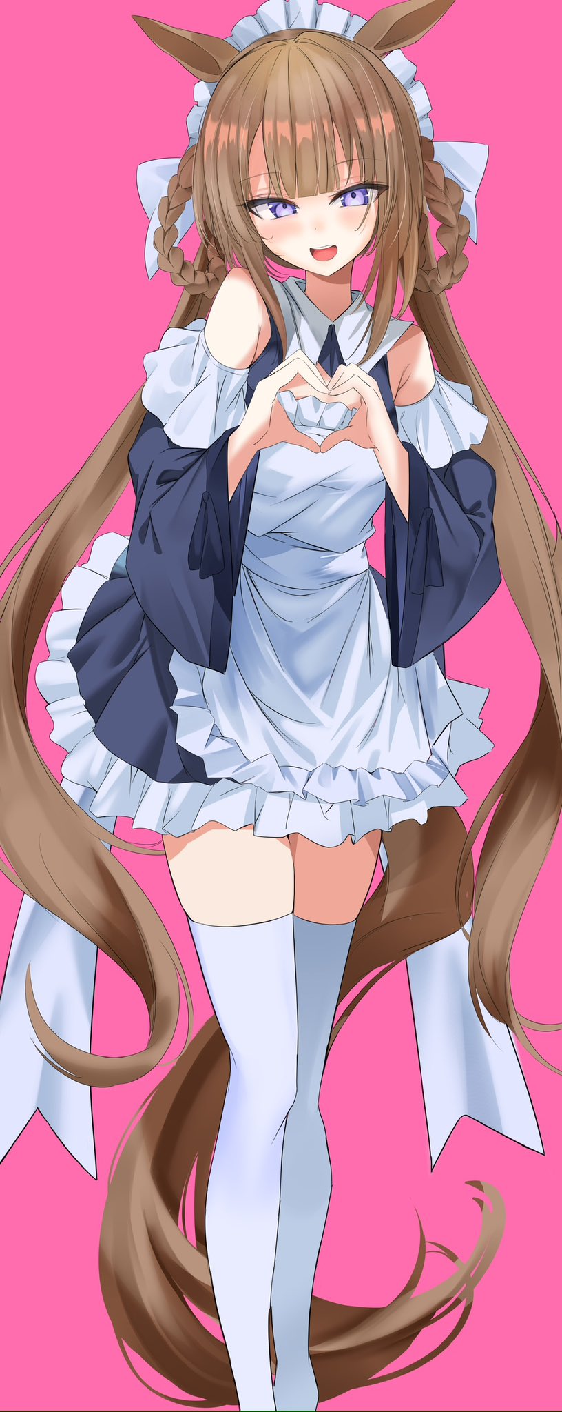 1girl, alternate_costume, animal_ears, blush, breasts, brown_hair, commentary_request, detached_sleeves