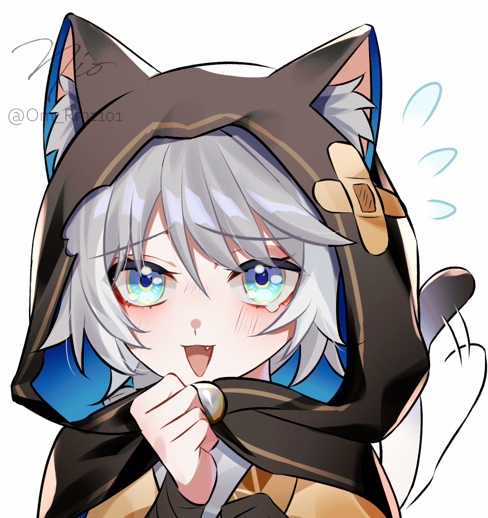 1girl, :d, animal_ear_fluff, animal_ears, aqua_eyes, blush, cat_ears, cat_tail