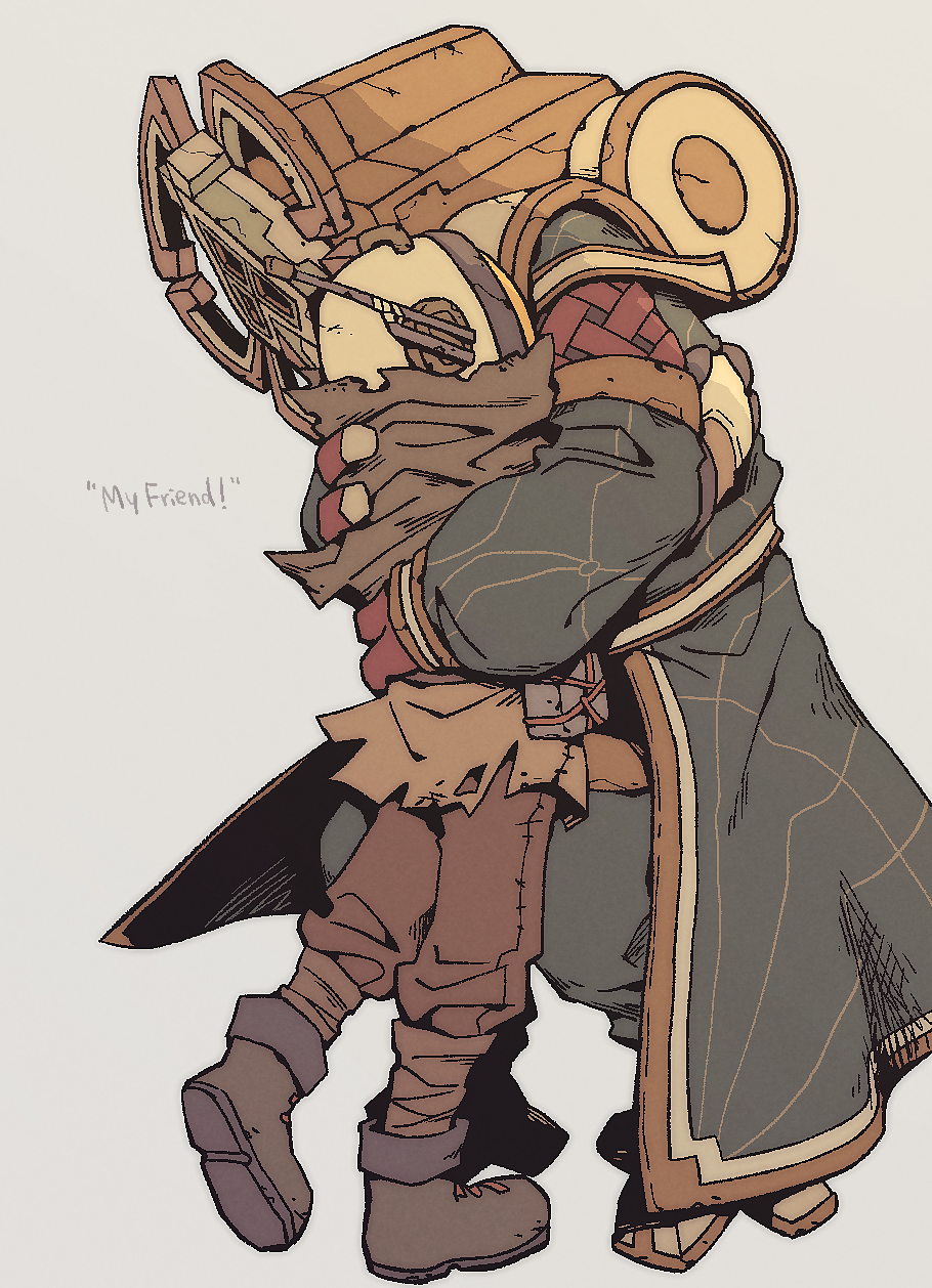 1girl, 1other, boots, brown_boots, brown_pants, crack, english_text, fewer_digits